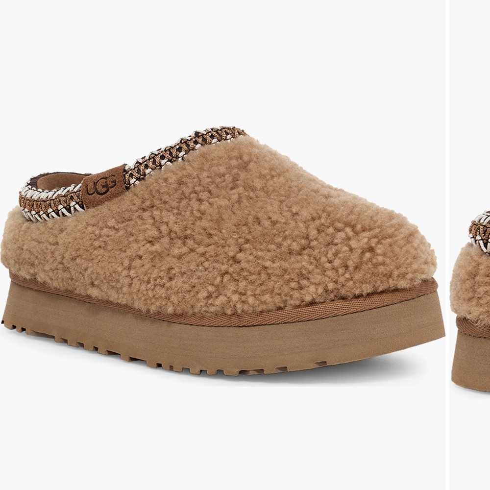 UGG Kids Tazz Maxi Curley Shearling Slippers Chestnut Size 3 Brand New